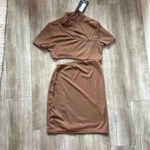 Pretty little thing brown cut out dress NWT